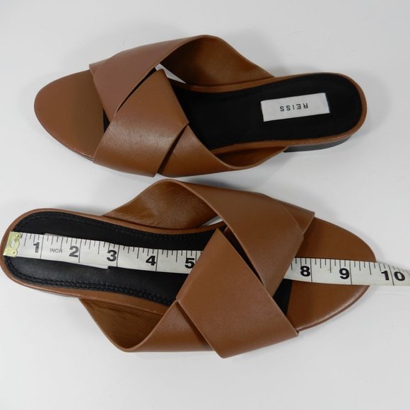 Reiss Brooke Slide Flat SANDALS Size 38 7.5 Brown Leather NEW $225 - Picture 12 of 15